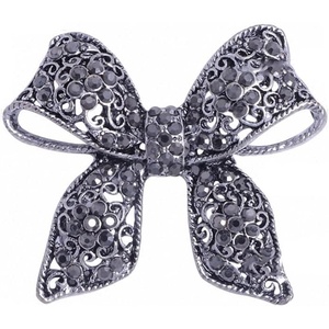 image:imageRhinestone Black Flower Brooches Women Vintage Antique Silver Brooch Pin Elegant Exquisite BrochesZ02