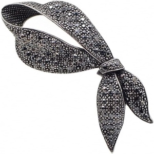 image:imageRhinestone Black Flower Brooches Women Vintage Antique Silver Brooch Pin Elegant Exquisite Brochesblack tie
