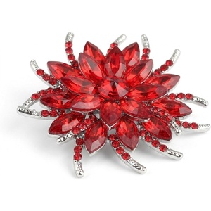 image:imageRose Brooch for Women and Men Elegant Rhinestone Flower Lapel Pin Classic Flower Jewelry Accessory for Weddings Formal Parties and Dress DecorRed