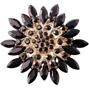 image:imageVintage Crystal Rhinestone Flowershaped Sunflower Brooch Pin AccessoriesA black