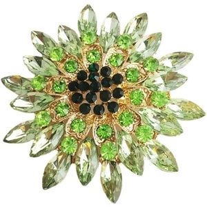 image:imageVintage Crystal Rhinestone Flowershaped Sunflower Brooch Pin AccessoriesA green
