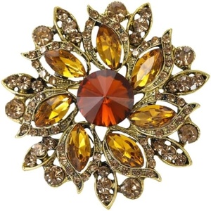 image:imageVintage Crystal Rhinestone Flowershaped Sunflower Brooch Pin AccessoriesD brown