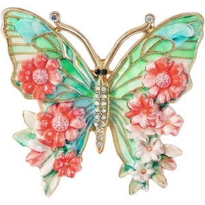 image:imageVintage Enamel Butterfly Floral Brooch for Women Colorful Crystal Rhinestone Flower Butterfly Pin Retro Art Deco Brooch for Clothing Bags Wedding Party Jewelry GiftRed