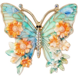 image:imageVintage Enamel Butterfly Floral Brooch for Women Colorful Crystal Rhinestone Flower Butterfly Pin Retro Art Deco Brooch for Clothing Bags Wedding Party Jewelry GiftOrange