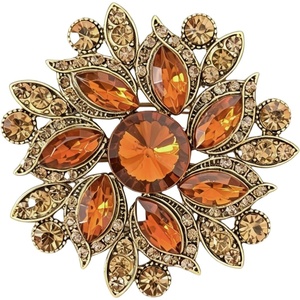 image:imageVintage Rhinestone Flower Brooch Pin Multi Shade Crystal Floral Lapel Pin Statement Dress Scarf Brooch for WomenBrown