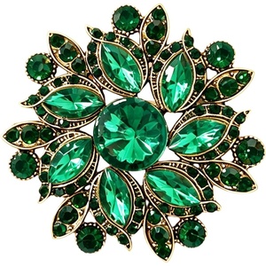 image:imageVintage Rhinestone Flower Brooch Pin Multi Shade Crystal Floral Lapel Pin Statement Dress Scarf Brooch for WomenGreen