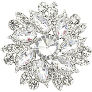 image:imageVintage Rhinestone Flower Brooch Pin Multi Shade Crystal Floral Lapel Pin Statement Dress Scarf Brooch for WomenSilver