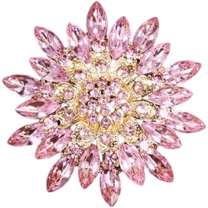 image:imageVintage Rhinestone Flower Brooch Pins for Women Large Crystal Sunflower Brooch Statement Sparkly Brooch Pin for Wedding Party Dress Coat Scarf Jewelry GiftPink E