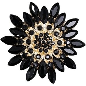 image:imageVintage Rhinestone Flower Brooch Pins for Women Large Crystal Sunflower Brooch Statement Sparkly Brooch Pin for Wedding Party Dress Coat Scarf Jewelry GiftBlack C