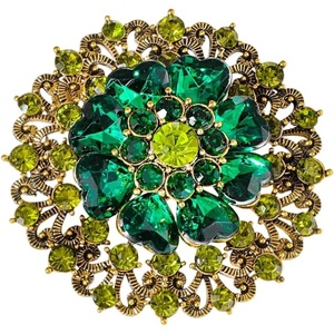 image:imageVintage Rhinestone Flower Brooch Pins for Women Large Crystal Sunflower Brooch Statement Sparkly Brooch Pin for Wedding Party Dress Coat Scarf Jewelry GiftGreen
