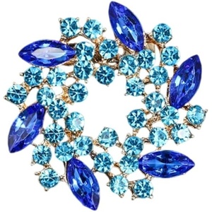 image:imageVintage Rhinestone Flower Brooch Pins for Women Large Crystal Sunflower Brooch Statement Sparkly Brooch Pin for Wedding Party Dress Coat Scarf Jewelry GiftBlue D