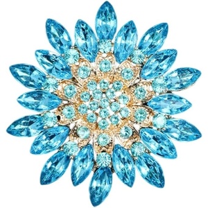 image:imageVintage Rhinestone Flower Brooch Pins for Women Large Crystal Sunflower Brooch Statement Sparkly Brooch Pin for Wedding Party Dress Coat Scarf Jewelry GiftBlue C