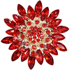 image:imageVintage Rhinestone Flower Brooch Pins for Women Large Crystal Sunflower Brooch Statement Sparkly Brooch Pin for Wedding Party Dress Coat Scarf Jewelry GiftRed C