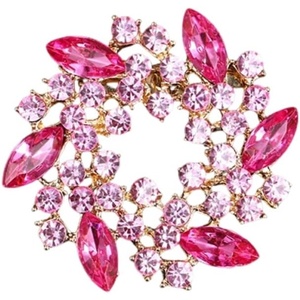 image:imageVintage Rhinestone Flower Brooch Pins for Women Large Crystal Sunflower Brooch Statement Sparkly Brooch Pin for Wedding Party Dress Coat Scarf Jewelry GiftPink C