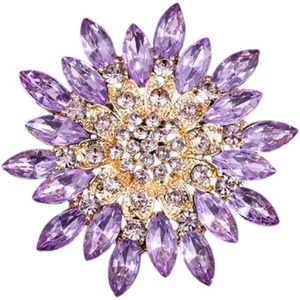 image:imageVintage Rhinestone Flower Brooch Pins for Women Large Crystal Sunflower Brooch Statement Sparkly Brooch Pin for Wedding Party Dress Coat Scarf Jewelry GiftPurple D