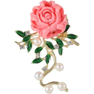 image:imageWCRAZYE Pearl Flower Brooches Pin for Women Girls Gold Plated Fashion Elegant Green Leaf Botanical Floral Lapel Brooch Dress Accessories Cute Wedding Valentines Day Birthday Jewelry Gift SouvenirFlower Brooch 2