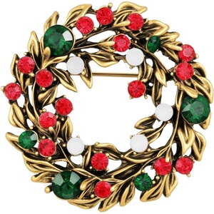 image:imageYowivon Christmas Brooch Pins for Women Fashion Crystal Rhinestone Sparkling Vintage Christmas Holiday Acessories Jewelry Pin Gift for Her Christmas Tree Wreath Snowflake Angel Candy CaneWreath