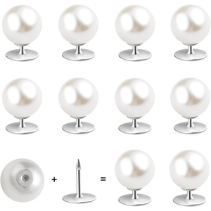 image:imageZLMCUJE 10 Sets Pearl Buttons No Sew Buttons Pearl Brooch Pins Fixed Pins No Tool Removable Reusable for Shirt Blouse Dress Sweater Shawlfor Women 10mm12mm047inch