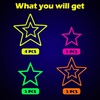 image:image48 Pieces Neon Glow Star Stickers Colorful Hollow Star Stickers Glow Twinkle Cutouts Party Supplies Hanging Decor for Neon Birthday Party Graduation Wedding Ramadan
