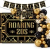 image:imageOutus 112 Pcs Roaring 1920s Party Decorations Black Gold 1920s Decor