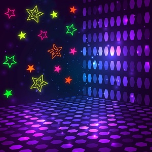 image:image48 Pieces Neon Glow Star Stickers Colorful Hollow Star Stickers Glow Twinkle Cutouts Party Supplies Hanging Decor for Neon Birthday Party Graduation Wedding Ramadan