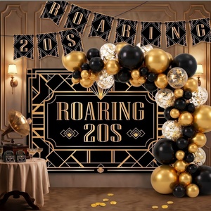 image:imageOutus 112 Pcs Roaring 1920s Party Decorations Black Gold 1920s Decor