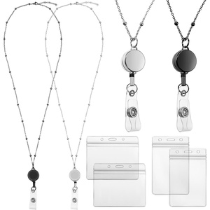image:imageOutus 2 Pack Retractable Badge Lanyard with ID Holders Gold SilverBlack  Silver