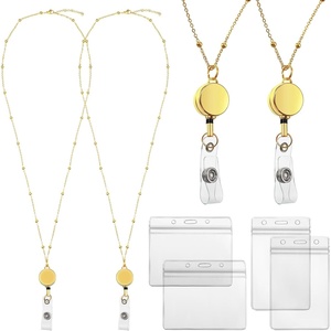 image:imageOutus 2 Pack Retractable Badge Lanyard with ID Holders Gold SilverGold