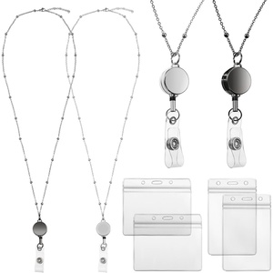 image:imageOutus 2 Pack Retractable Badge Lanyard with ID Holders Gold SilverGray  Silver