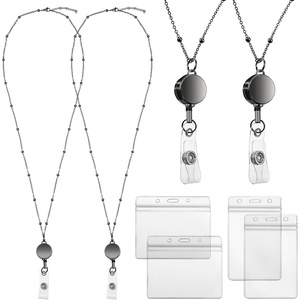 image:imageOutus 2 Pack Retractable Badge Lanyard with ID Holders Gold SilverGray