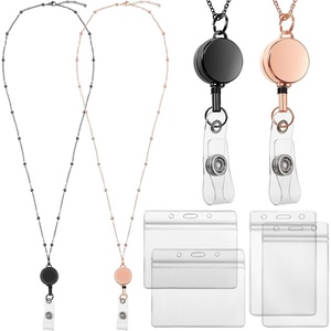 image:imageOutus 2 Pack Retractable Badge Lanyard with ID Holders Gold SilverRose Gold  Black