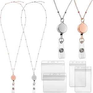 image:imageOutus 2 Pack Retractable Badge Lanyard with ID Holders Gold SilverRose Gold  Silver