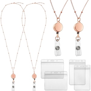 image:imageOutus 2 Pack Retractable Badge Lanyard with ID Holders Gold SilverRose Gold