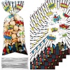 image:imageOutus 100 Pcs Hero Cellophane Treat Bags Hero Party Favor Goodie Bags with 100 Silver Twist Ties for Candy Cookies Popcorn Gift Wrapping Birthday Party Baby Shower Decor