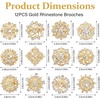 image:image12PCS Gold Rhinestone Brooch PinsCrystal Floral Brooches for DIY Crafts