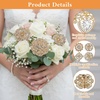 image:image14 Pcs Crystal Flower Brooch Pin Sets Gold Crystal Brooches Pearl Wedding Bouquet kit Set for Women DIY Craft Party