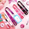 image:image24 Pieces Breast Cancer Awareness Pink Bulk Ribbon Lanyards Women for ID Badges Keychain Phone Bag Pink Black White Purple