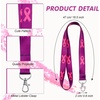 image:image24 Pieces Breast Cancer Awareness Pink Bulk Ribbon Lanyards Women for ID Badges Keychain Phone Bag Pink Black White Purple