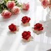 image:image4pcs Rose Brooch Elegant Red Rhinestone Rose Pin Crystal Roses Brooches for Women Dress Party Dance Wedding Gift Accessories Jewelry
