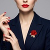 image:image4pcs Rose Brooch Elegant Red Rhinestone Rose Pin Crystal Roses Brooches for Women Dress Party Dance Wedding Gift Accessories Jewelry