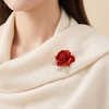 image:image4pcs Rose Brooch Elegant Red Rhinestone Rose Pin Crystal Roses Brooches for Women Dress Party Dance Wedding Gift Accessories Jewelry