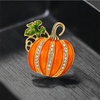 image:imageRhinestone Pumpkin Brooch Pin for Women GoldTone Fashion Enamel Halloween Thanksgiving Green Leaf Brooches Lapel Pins Cute Fall Holiday Festival Hat Bag Suit Dress Accessories Jewelry Gift Souvenir