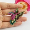 image:imageSELOVO Antique Gold Tone Bird Hummingbird Multi Color Austrian Crystal Pin Brooch