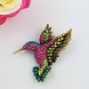 image:imageSELOVO Antique Gold Tone Bird Hummingbird Multi Color Austrian Crystal Pin Brooch