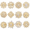 image:image12PCS Gold Rhinestone Brooch PinsCrystal Floral Brooches for DIY Crafts