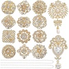 image:image14 Pcs Crystal Flower Brooch Pin Sets Gold Crystal Brooches Pearl Wedding Bouquet kit Set for Women DIY Craft Party
