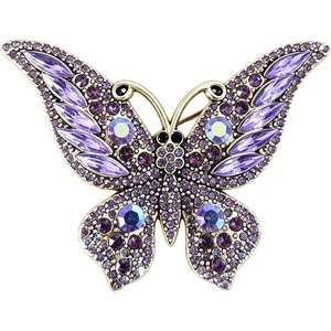 image:imageButterfly Brooch Pin for WomenElegant Purple Crystal Butterfly Lapel Pins