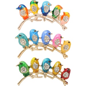 image:imageHonbay 3PCS Colorful Little Birds Brooch Pins Enamel Alloy Sparkling Rhinestones Cute Animal Birdie Brooches Little Birds Breastpin Lapel Pins Hat Scarf Shawl Sweater Cardigan Clips