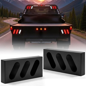 image:imageOutus 2 Pcs Metal Triple Oval Trailer Light Box Black Carbon SteelBlack