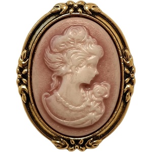image:imageROSTIVO Vintage Style Cameo Brooch Pin for Women Elegant Pink Relief Portrait Badge for Victorian Theme Parties Weddings and Formal Gala Events
